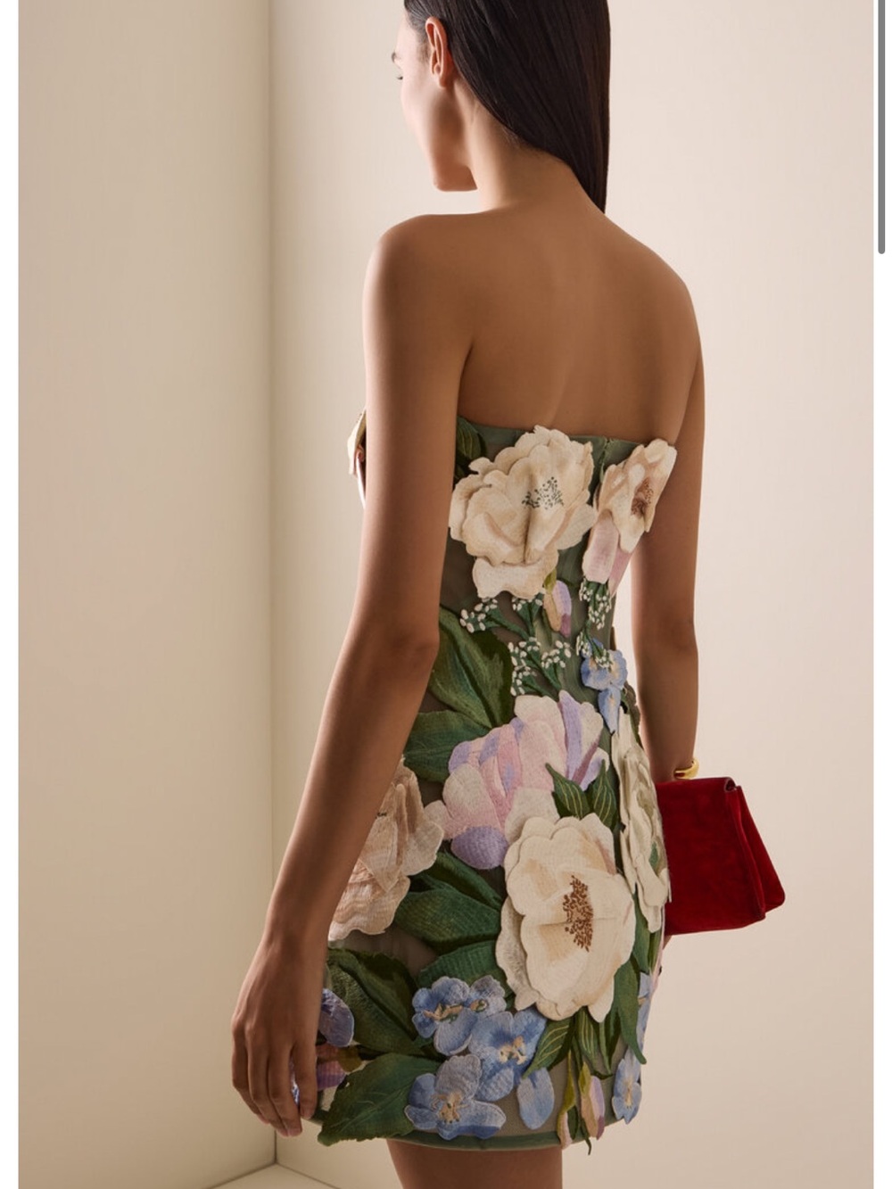 Leo Lin Roselle Hand-Embroidered Floral Mini Dress - Picture 3 of 5